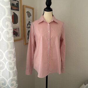 Lauren Ralph Lauren Button Down No Iron Shirt Pink and White Check Women Size L
